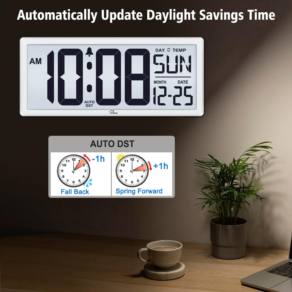WallarGe clock supports 12/24 hour formats for flexibility