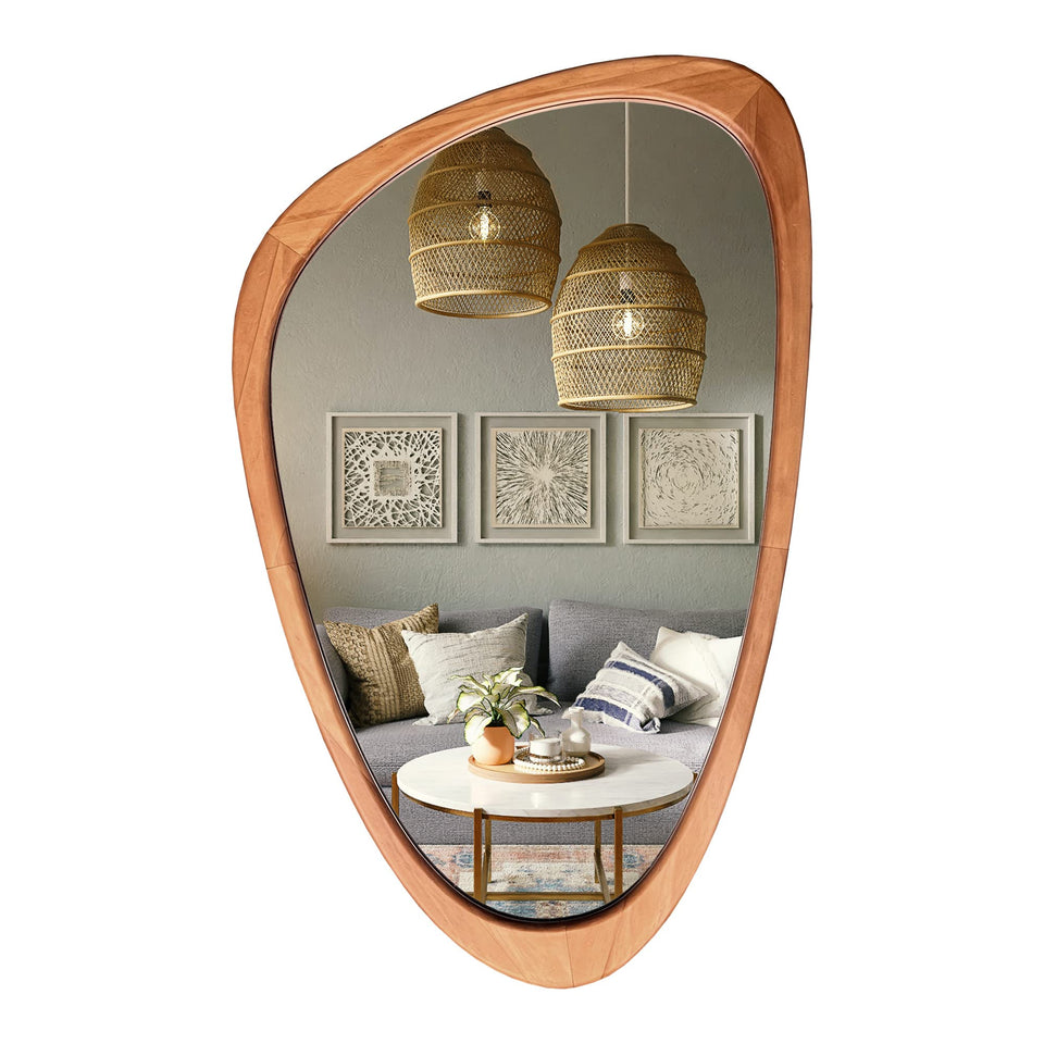 WallBeyond asymmetrical mirror front view adds bold design to any space