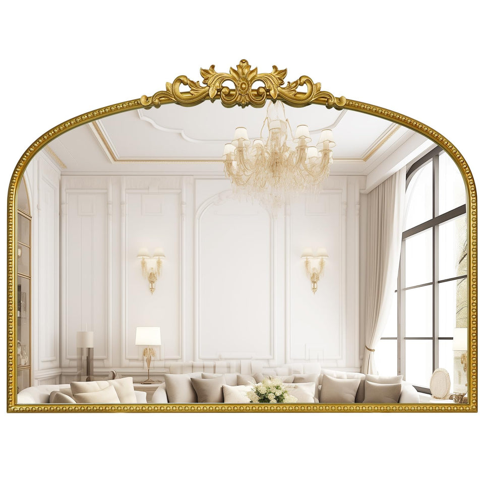 WallBeyond Gold Vintage Mirror with ornate frame enhances hallway elegance