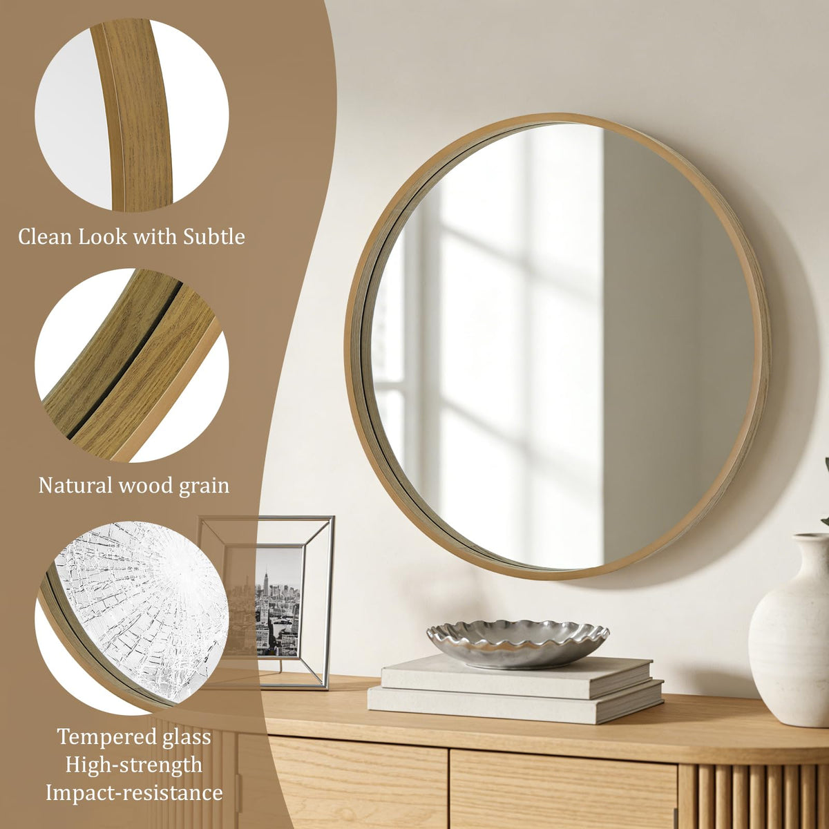 WallBeyond round mirror installation demonstrates simple wall mounting steps