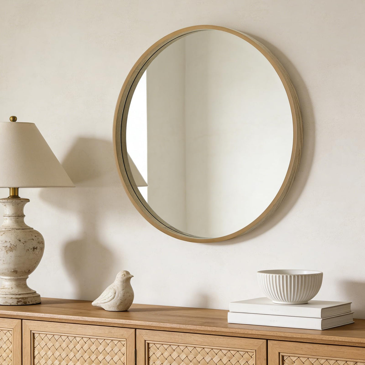 WallBeyond round mirror back with D-ring clips for easy secure mounting