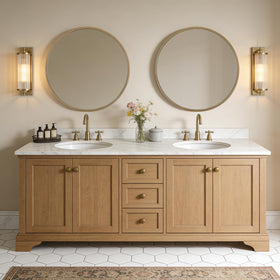 WallBeyond round mirror reflection brightens a living room setting