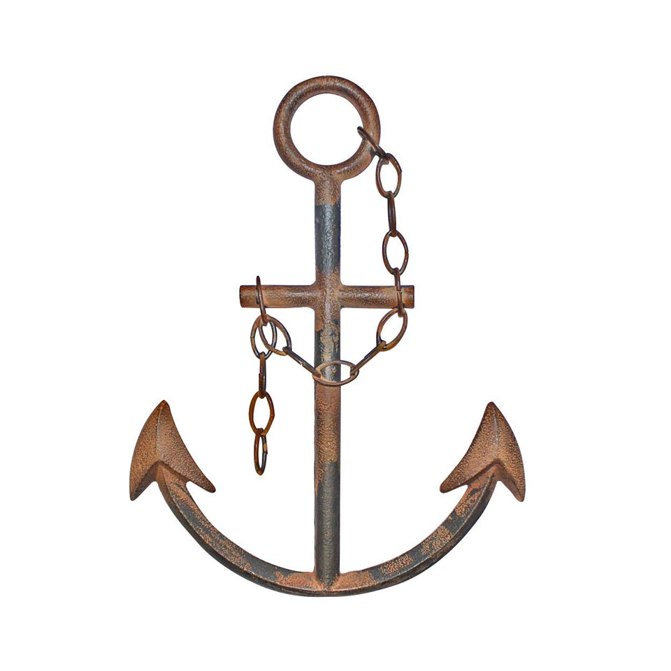 Wallcharmers 16-inch cast iron anchor wall decor with a hand-finished rustic patina.