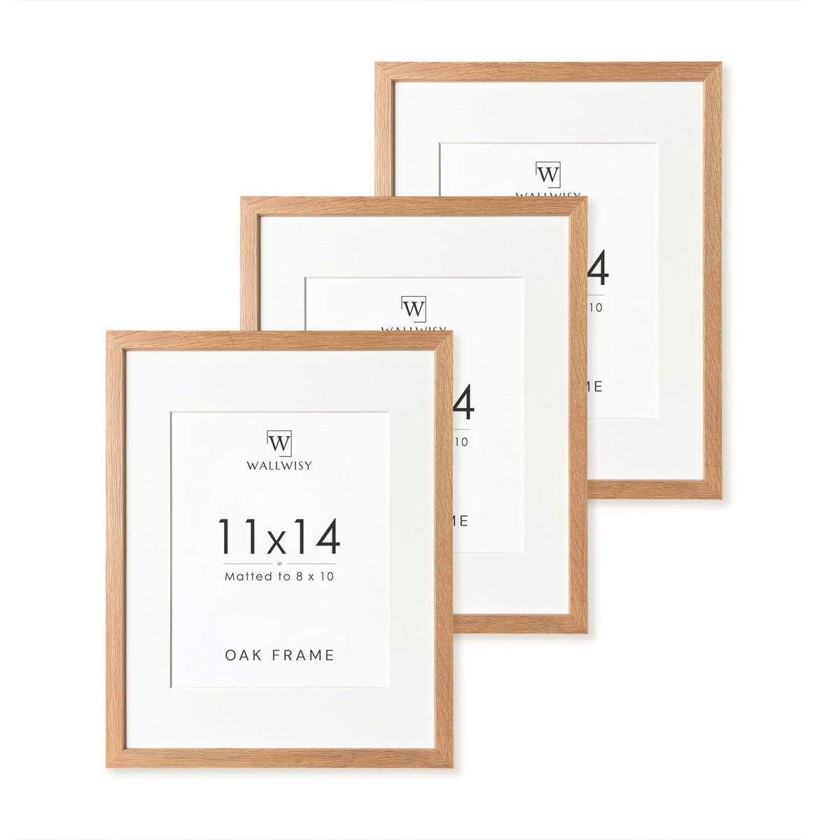 Wallwisy 11x14 natural oak frame displays memories with warm neutral tones.