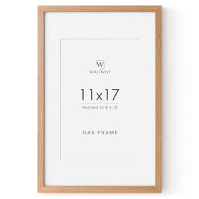 wallwisy 11x17 oak frame with mat showcases photos in a natural finish