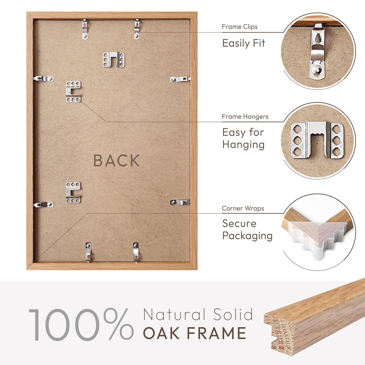wallwisy natural oak frame close-up highlights premium texture