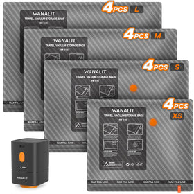 WANALIT vacuum bags with compact pump for easy travel packing
