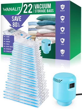 WANALIT vacuum storage bags 22-pack front view demonstrates space-saving solution