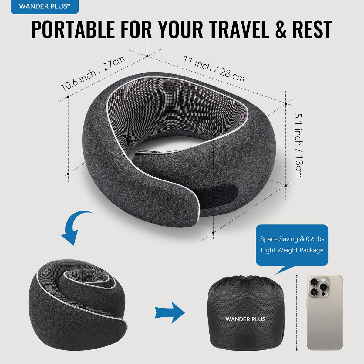 WANDER PLUS breathable cover emphasizes soft, cool feel for comfortable travel.