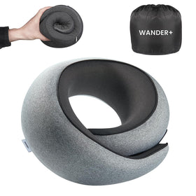 WANDER PLUS travel pillow roll demonstrates compact packing for easy portability.