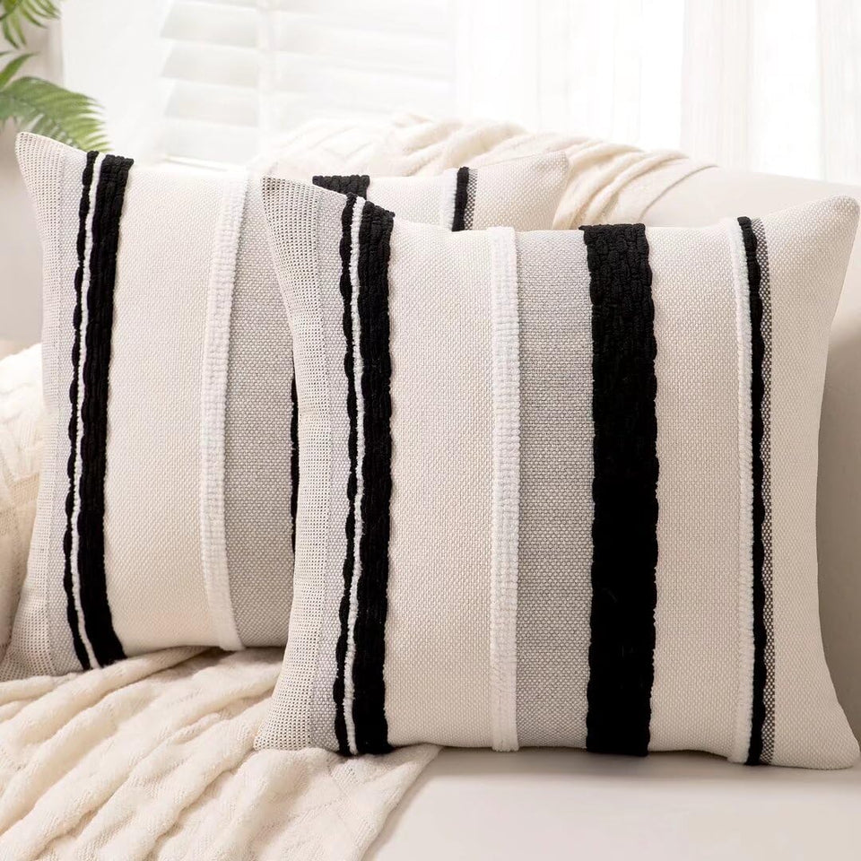 WANLIRD boho pillow cover front stripe texture enhances sofa decor