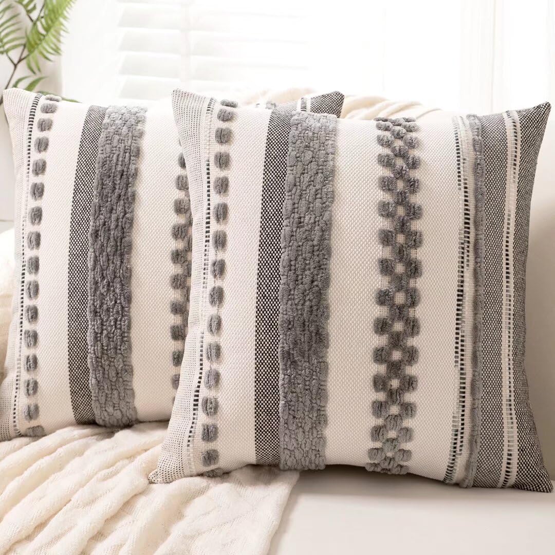 WANLIRD Boho pillow cover with front tufted chenille texture for a cozy sofa