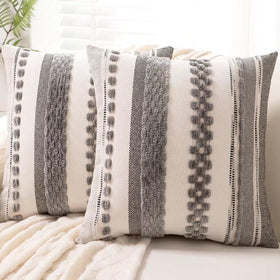 WANLIRD Boho pillow cover with front tufted chenille texture for a cozy sofa