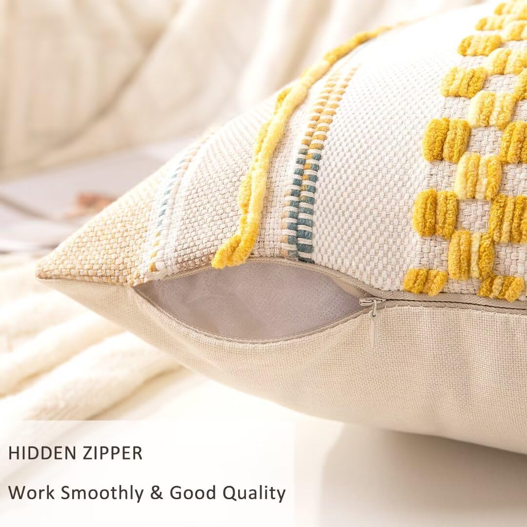 WANLIRD Boho pillow cover yellow stripe design adds bright, versatile style to any couch