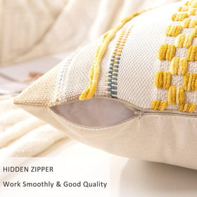 WANLIRD Boho pillow cover yellow stripe design adds bright, versatile style to any couch