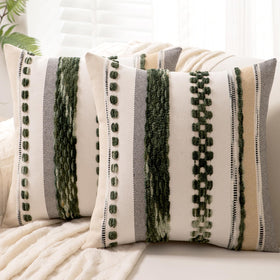WANLIRD boho pillow covers 18x18 front chenille texture for tactile warmth.