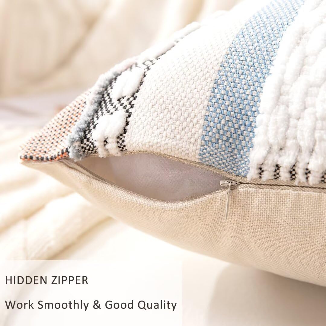 WANLIRD chenille texture pillow cover highlights tactile comfort on couch.