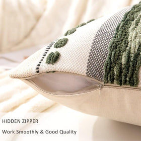 WANLIRD stripe-green pillow cover features durable stitching and color accents.