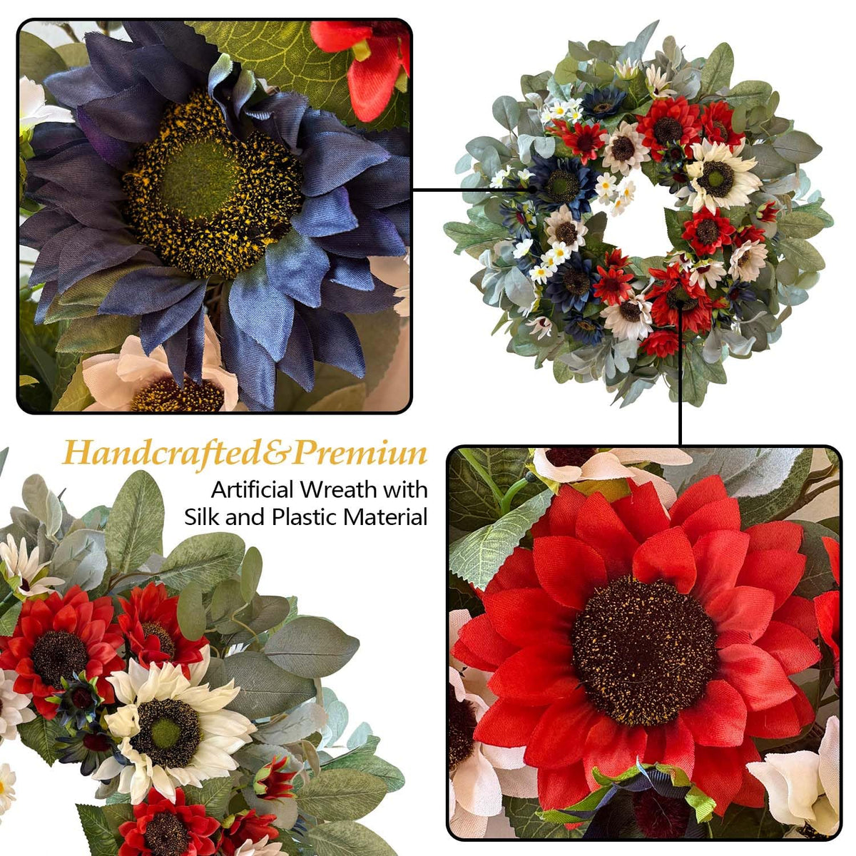 WANNA-CUL patriotic wreath hung as front-door decor for seasonal charm.