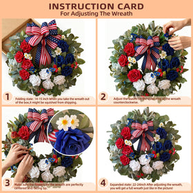 WANNA-CUL 24-inch rose wreath highlighting bold patriotic color on doors or walls.