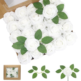 WANTMAZOR white foam roses 100pcs in packaging for easy storage and gifting.