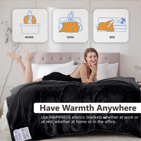Wapaneus electric blanket 72x84 machine washable for easy cleaning.