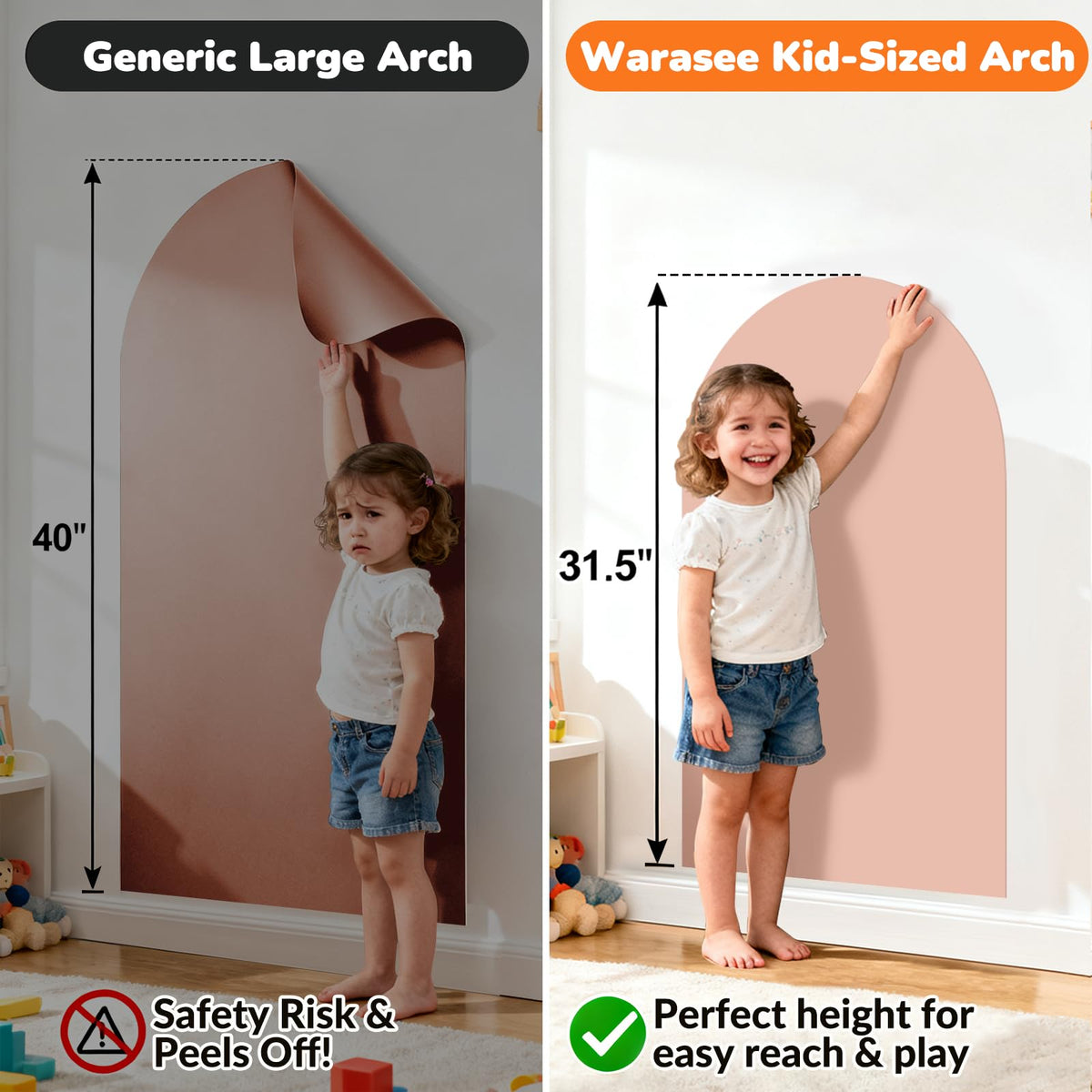 Warasee alphabet magnets on arch decal encourage hands-on letter play.