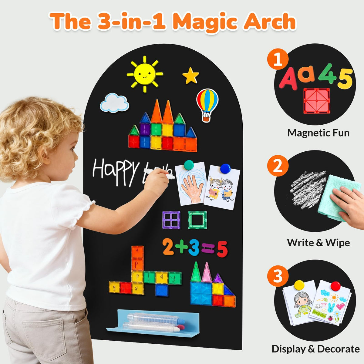 Matte finish on Warasee arch decal reduces glare during art time.