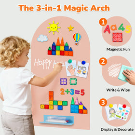 Warasee retractable chalk stick and arch decal enable mess-free drawing.