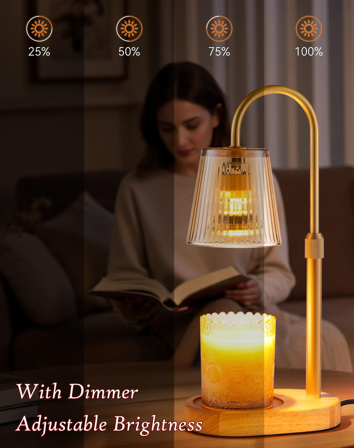 Warlisou dimmable wax warmer glow for customizable ambiance.
