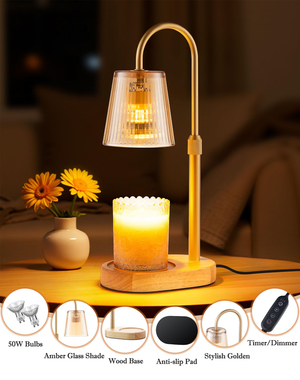 Warlisou large jar compatibility base fits oversized candles.