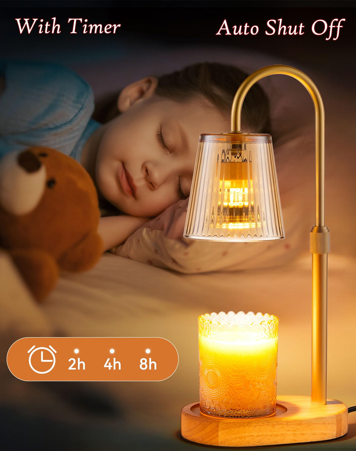 Warlisou timer candle warmer offers 2/4/8 hour auto shutoff.