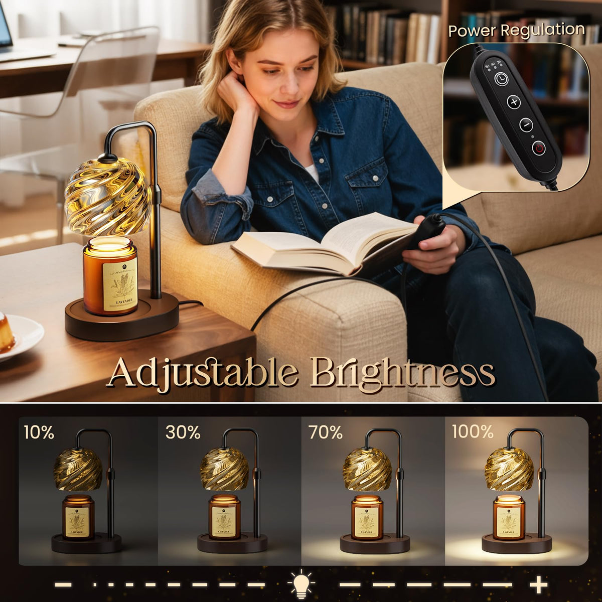 WarmEmbrace adjustable height fits various jar candles for even melt