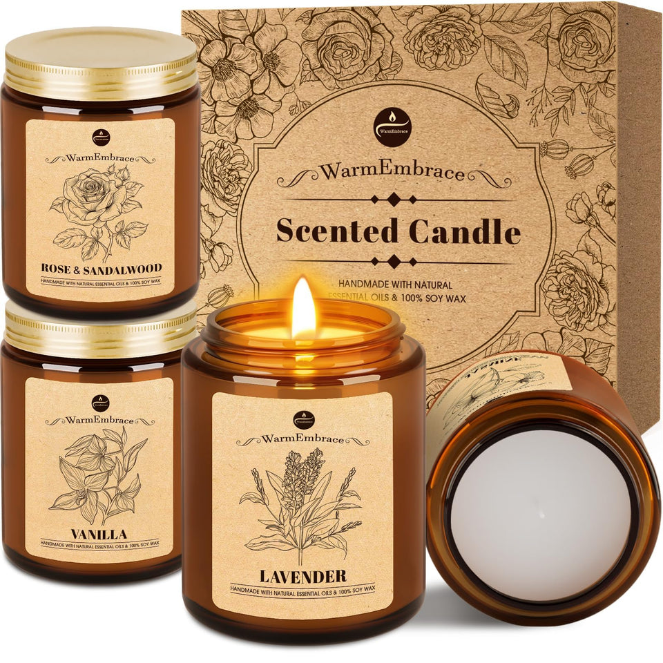 WarmEmbrace Lavender candle in glass jar for relaxing evenings
