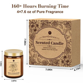 WarmEmbrace Rose Sandalwood candle in glass jar with floral-woody notes