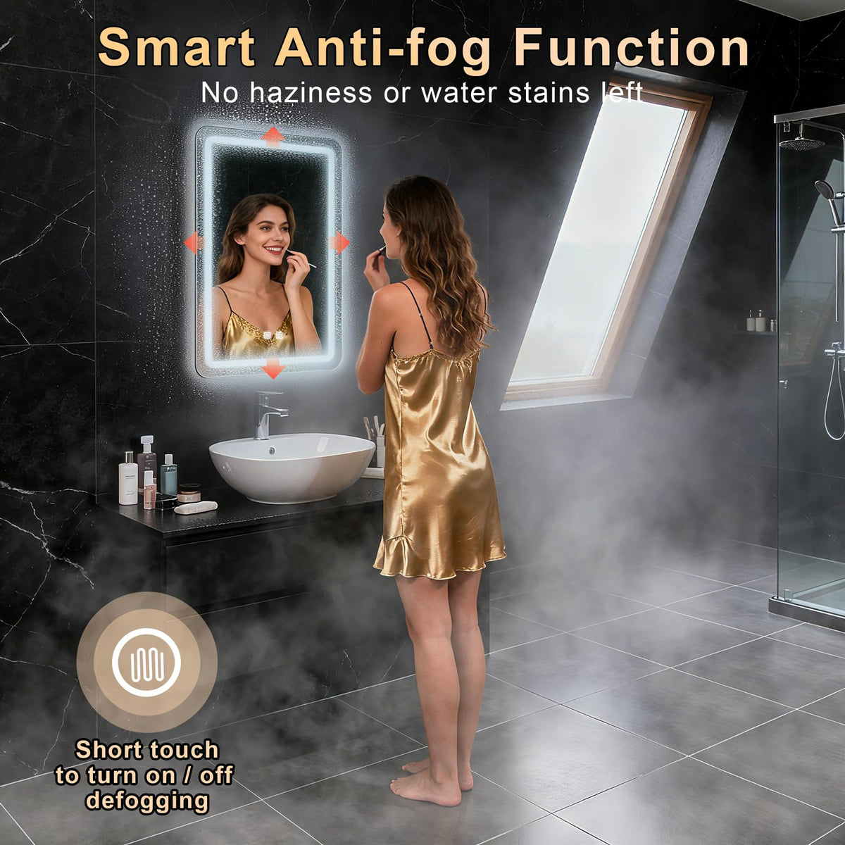WARM&LOVE 16x24 LED mirror with sturdy frame and easy installation.