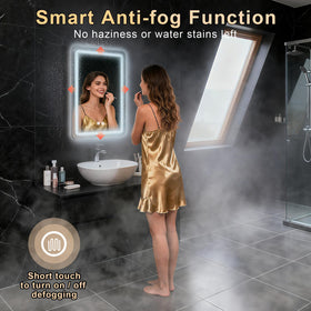 WARM&LOVE 16x24 LED mirror with sturdy frame and easy installation.