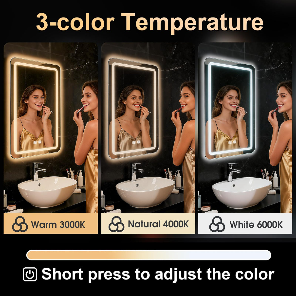 WARM&LOVE anti-fog LED bathroom mirror stays clear after showers for quick viewing.