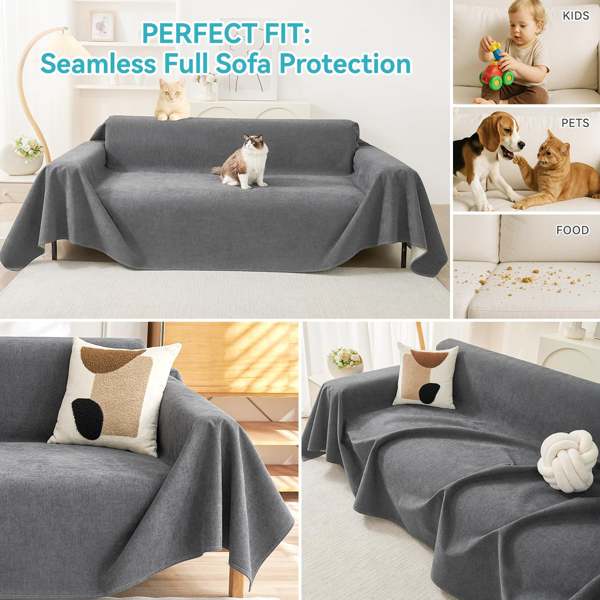 Warmstar couch protector offers full sofa coverage including cushions, arms, and backrests.