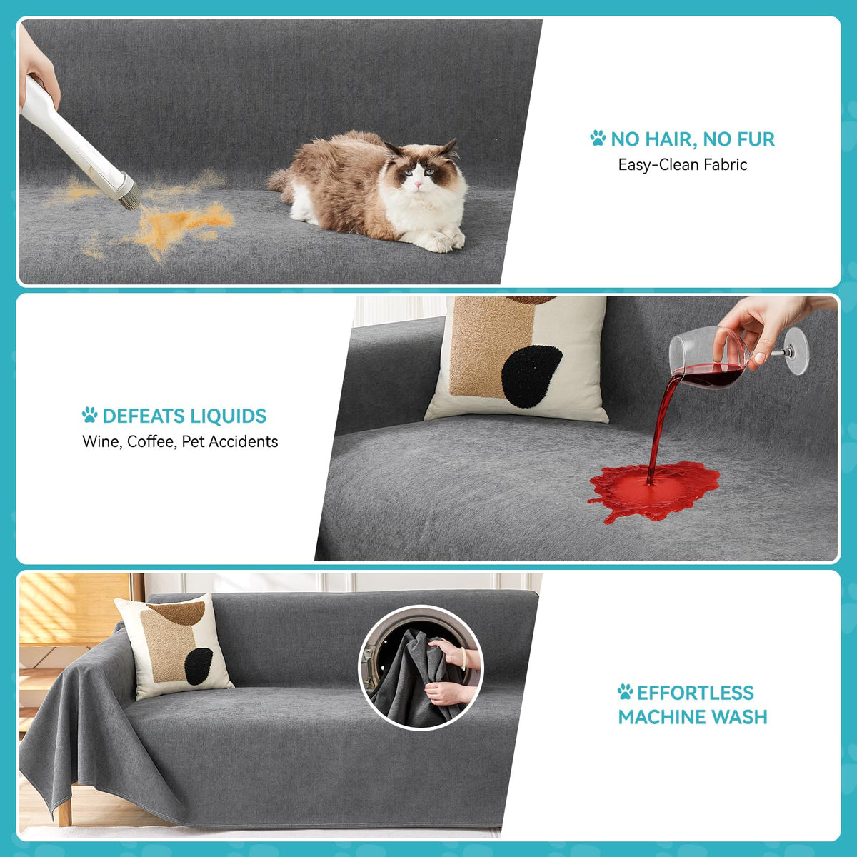 Warmstar couch protector features nano-smooth surface that resists pet hair for easy removal.