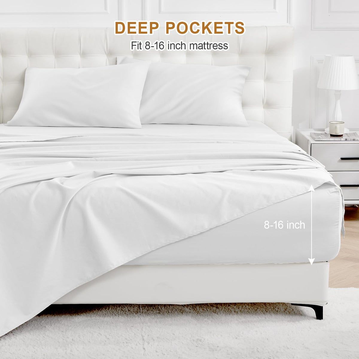 Warmstar deep-pocket queen sheet fits mattresses up to 15 inches for secure, wrinkle-free sleep