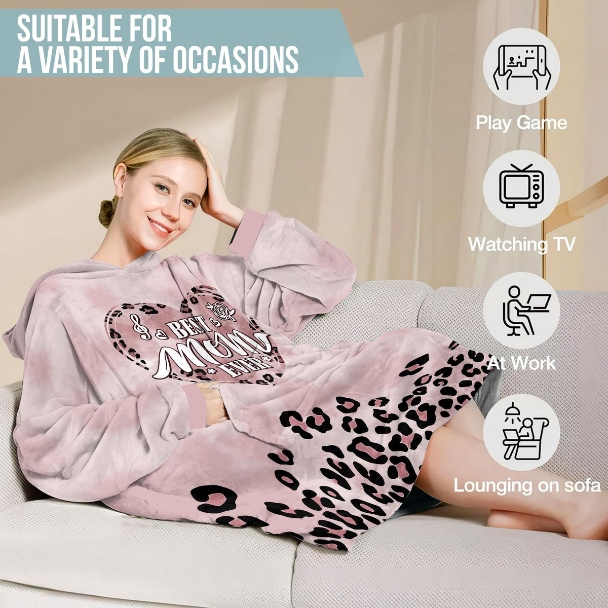 Cozy Warmstorey hoodie blanket on a couch for movie night