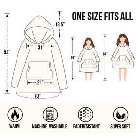 Warmstorey Best Wife Ever hoodie-blanket worn as a hoodie for cozy nights in.