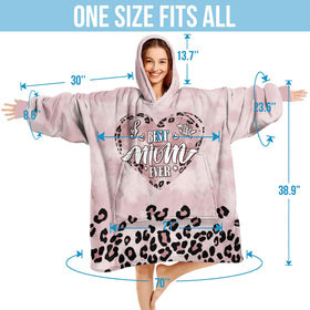 Warmstorey Leopard Best Mom Ever Hoodie wrapped during use shows comfort.