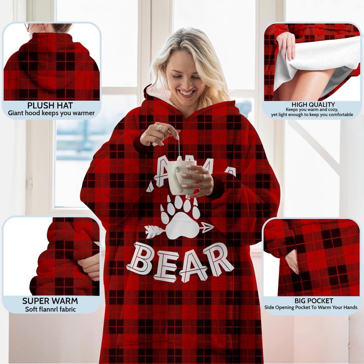 Warmstorey Mama Bear Hoodie Blanket presented as a thoughtful Mother's Day gift.