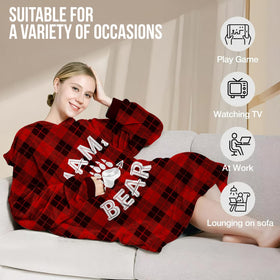 Warmstorey Mama Bear Hoodie Blanket with oversized fit for relaxed home wear.