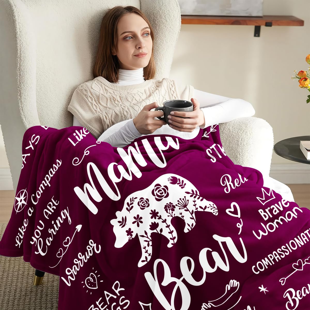 Warmstorey Mama Bear blanket stitching detail highlights quality and care.