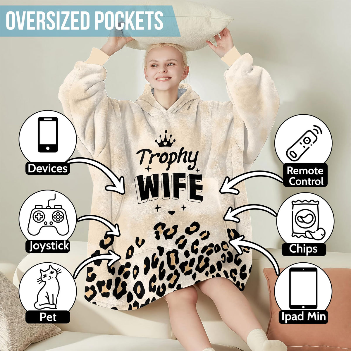 Warmstorey wearable blanket folded for travel or camping use.
