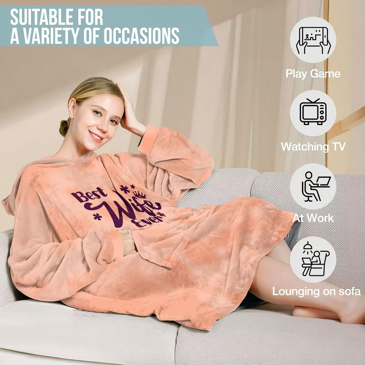 Warmstorey wearable blanket hoodie one-size-fits-most for comfortable lounging and travel