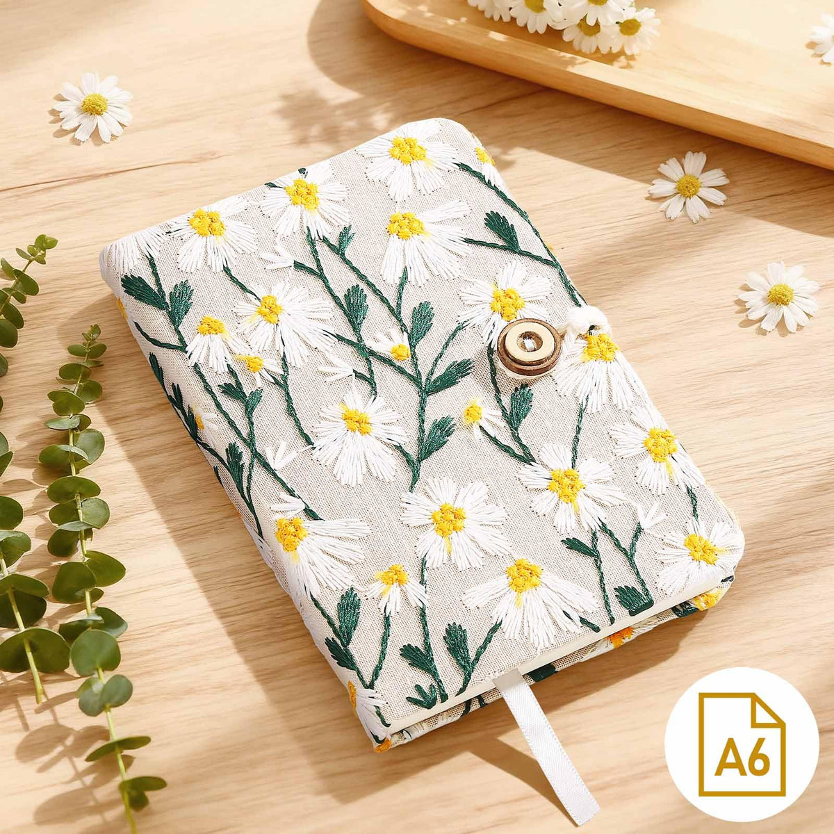 Wasocol embroidered notebook: elegant journal for thoughts and planning.